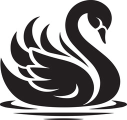 Minimalist Black Swan Silhouette Vector Art – Elegant Curves & Stylized Feathers