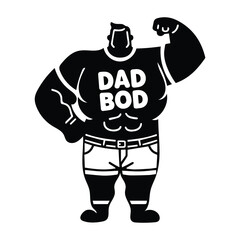 Dad bod cartoon design with funny expression vector illustration