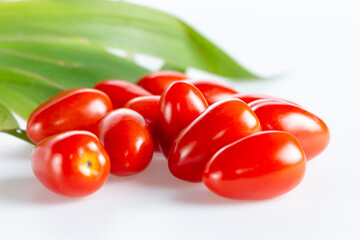 Fresh cherry tomatoes harvested from organic farms kitchen setting food bright environment