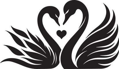 Minimalist Black Swan Silhouette Vector Art – Elegant Curves & Stylized Feathers