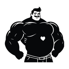 Fototapeta premium Dad body builder lifting weights strong father figure vector illustration