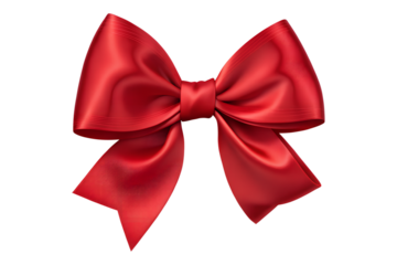 red bow isolated on transparent white background