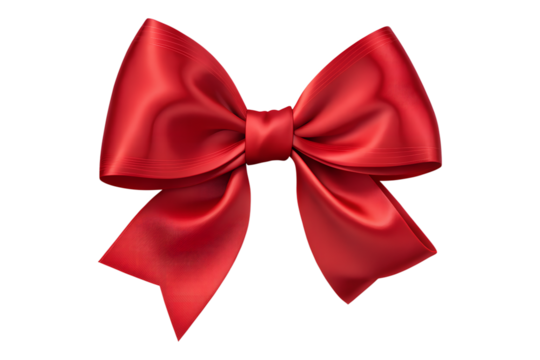 red bow isolated on transparent white background