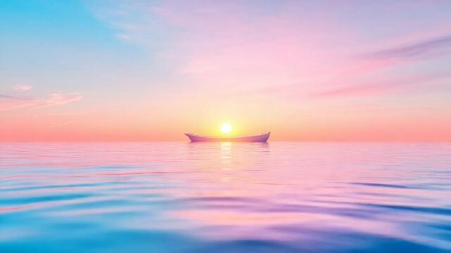 Serene Sunset: A Boat at Peace on the Ocean