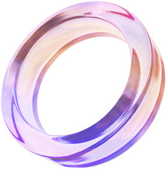 3D Colorful Glass abstract shape element. Glossy iridescent geometric form. Crystal glass illustration with gradient dispersion effect