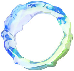 3D Colorful Glass abstract shape element. Glossy iridescent geometric form. Crystal glass illustration with gradient dispersion effect