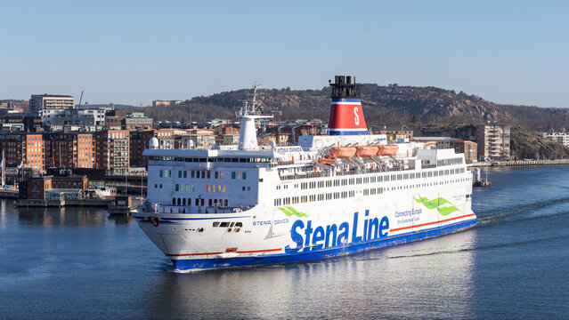 Gothenburg / Sweden, Mar 21, 2025: Stena Danica ferry departing Gothenburg
