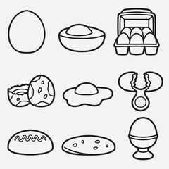 set of eggs with outline style good for symbol, icon, element design, coloring book, coloring page, etc