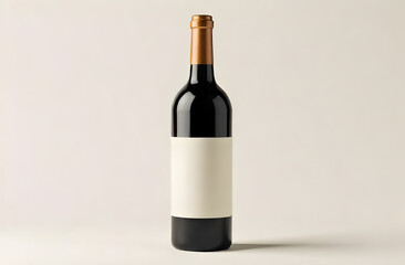 Vine bottle isolated on beige background mock up 