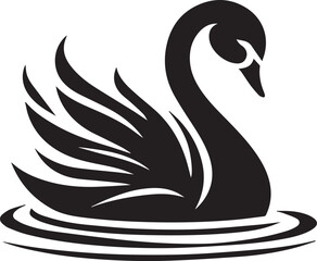Fototapeta premium Minimalist Black Swan Silhouette Vector Art – Elegant Curves & Stylized Feathers