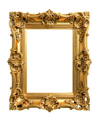 Ornate Golden Frame, Isolated Transparent Background