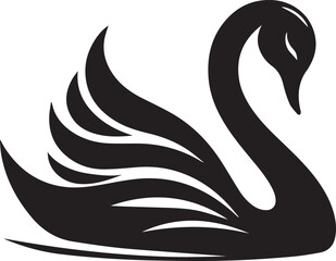 Minimalist Black Swan Silhouette Vector Art – Elegant Curves & Stylized Feathers