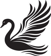 Minimalist Black Swan Silhouette Vector Art – Elegant Curves & Stylized Feathers