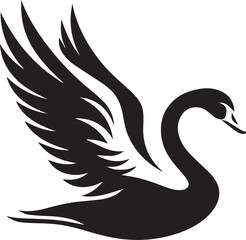 Minimalist Black Swan Silhouette Vector Art – Elegant Curves & Stylized Feathers