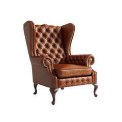 Luxurious Brown Leather Wingback Armchair