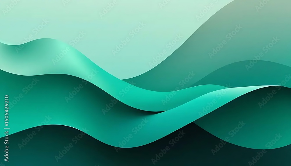 Aufkleber abstract flowing ribbon layers create a sense of depth and calm in turquoise and teal shades.