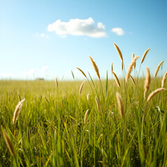 Fototapeta premium green meadows amidst sunny weather