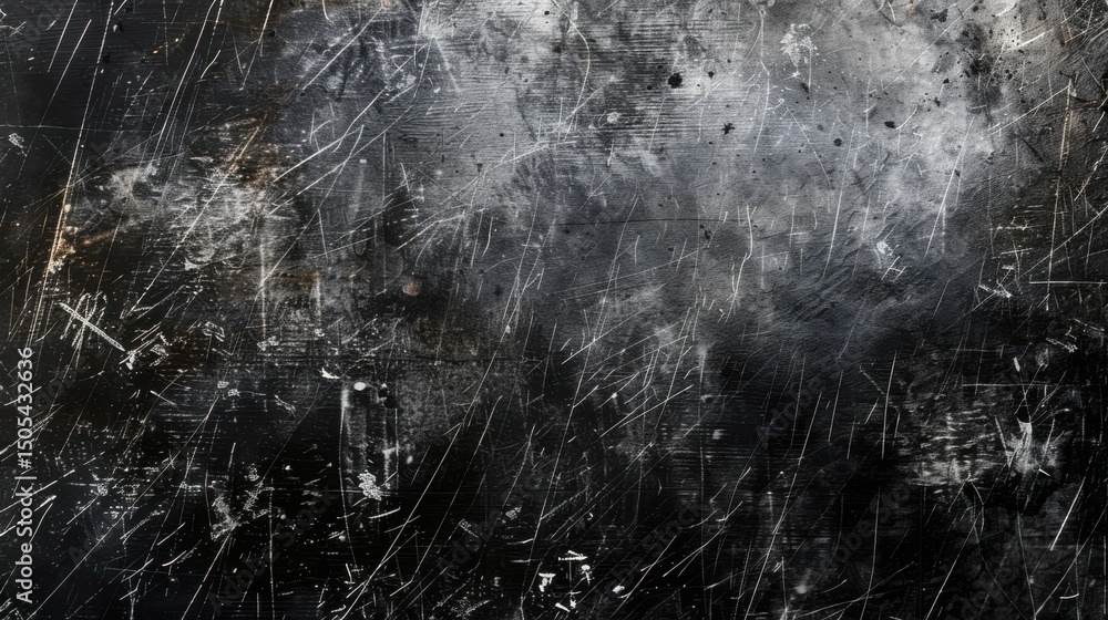 Poster abstract background featuring a dark surface with numerous scratches and subtle light spots