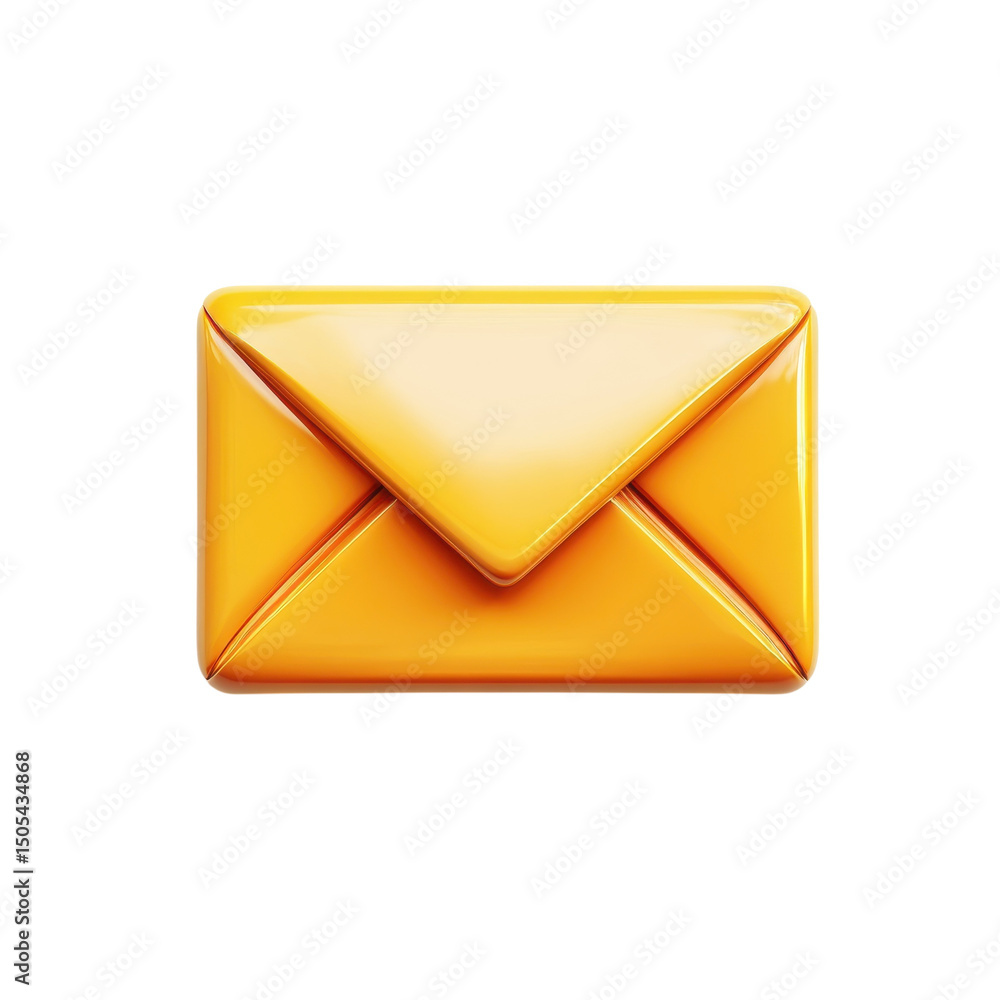 Poster a gleaming golden email icon a symbol of connection and correspondence in on transparent background