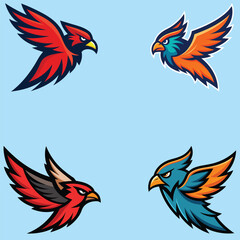 Obraz premium Flying bird mascot logo bundle