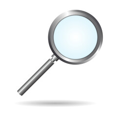 Realistic Search icon. Magnifying glass. Magnifier, big tool instrument. Magnifier loupe search. Business Analysis symbol. Search and inspection concept