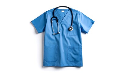 Blue Scrubs and Stethoscope.