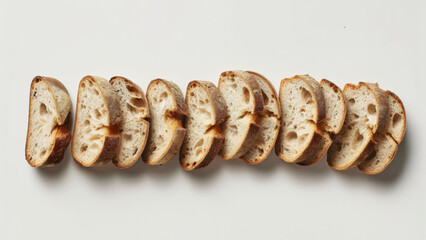 Sliced artisan bread loaf on white background. Bakery and food concept.
