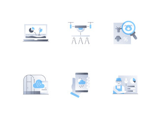 Smart farm and gardening - flat design style icons set