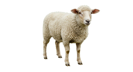 Isolated White Sheep Standing