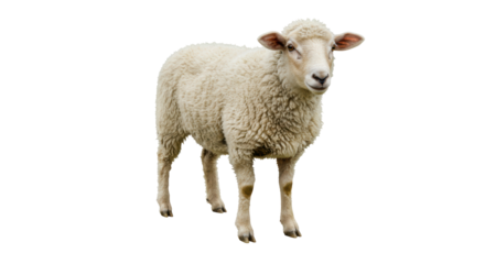Isolated White Sheep Standing