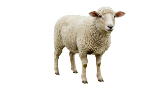 Isolated White Sheep Standing