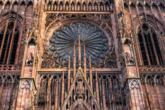 Gothic Front of Strasbourg Cathedral with No Background Elements