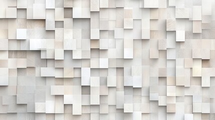 Abstract pattern of interlocking white and light beige squares.
