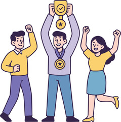 Team Celebration Vector Illustration on White Background.