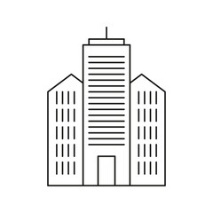 Obraz premium Skyscraper Building Line Icon. Urban Architecture And Cityscape Outline Symbol. Modern Office Towers And Business Center Representation. Editable Stroke. Isolated Vector Illustration