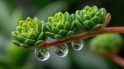 Water droplets on succulent plants