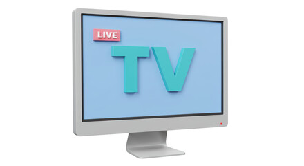 Isolated TV Screen with Live Sign