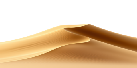 wavy sand dune in desert landscape panoramic view isolated on white or transparent png
