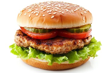 chicken burger featuring two breaded chicken