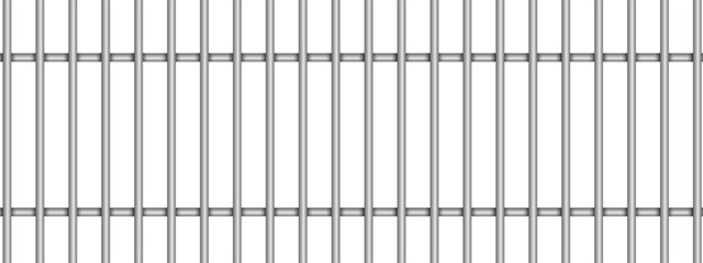 Realistic prison bars isolated on transparent background. Metal fence jail. Iron jail cage. Sentence and Criminal concept. . Vector illustration