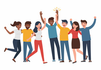 Fototapeta premium Diverse Group of Friends Celebrating Success and Achievement Together