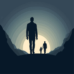 Falling From Within &ndash; Silhouette Vector of Calm Figure with Inner Self Dropping Out, Symbol of Hidden Struggle and Emotional Loss