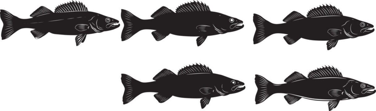 Walleye Fish Icon Silhouette Vector Illustration