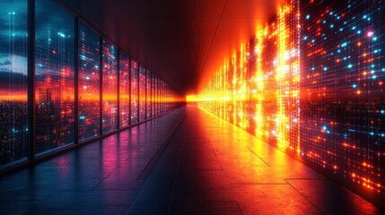 Futuristic data center corridor
