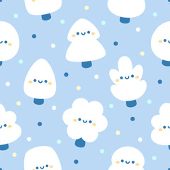 seamless pattern with cute trees element in blue background 