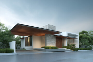 premium mansion exterior in  trend featuring simple yet stylish entrance with exquisite lines