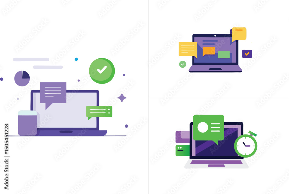 Poster a flat vector icon set for web design illustrating business and technology symbols for mobile and in