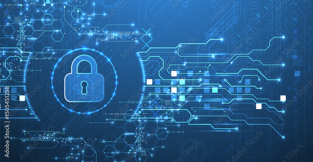 Aufkleber Data security Illustrates cyber data or information privacy idea. Color abstract  technology background.