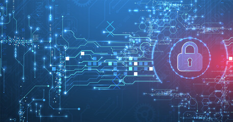 Data security Illustrates cyber data or information privacy idea. Color abstract  technology background.
