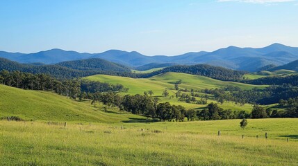 Rolling Hills and Mountains
